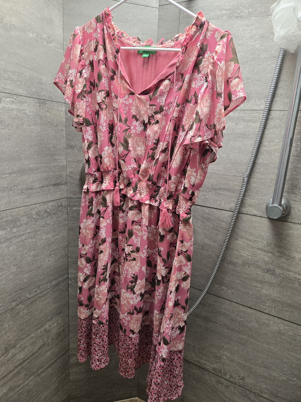 dip Pink Floral Tie-Waist Midi Dress